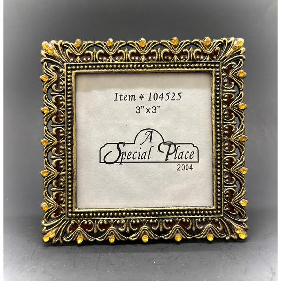 Victorian Gothic Style Ornate Cast Metal Photo Frame & Votive Candle Holder Set - Picture 2 of 4